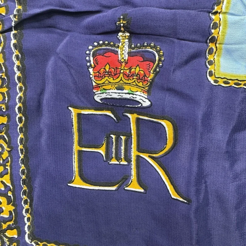 Vintage 1953 Queen Elizabeth II Coronation Scarf Scotland Royal Souvenir